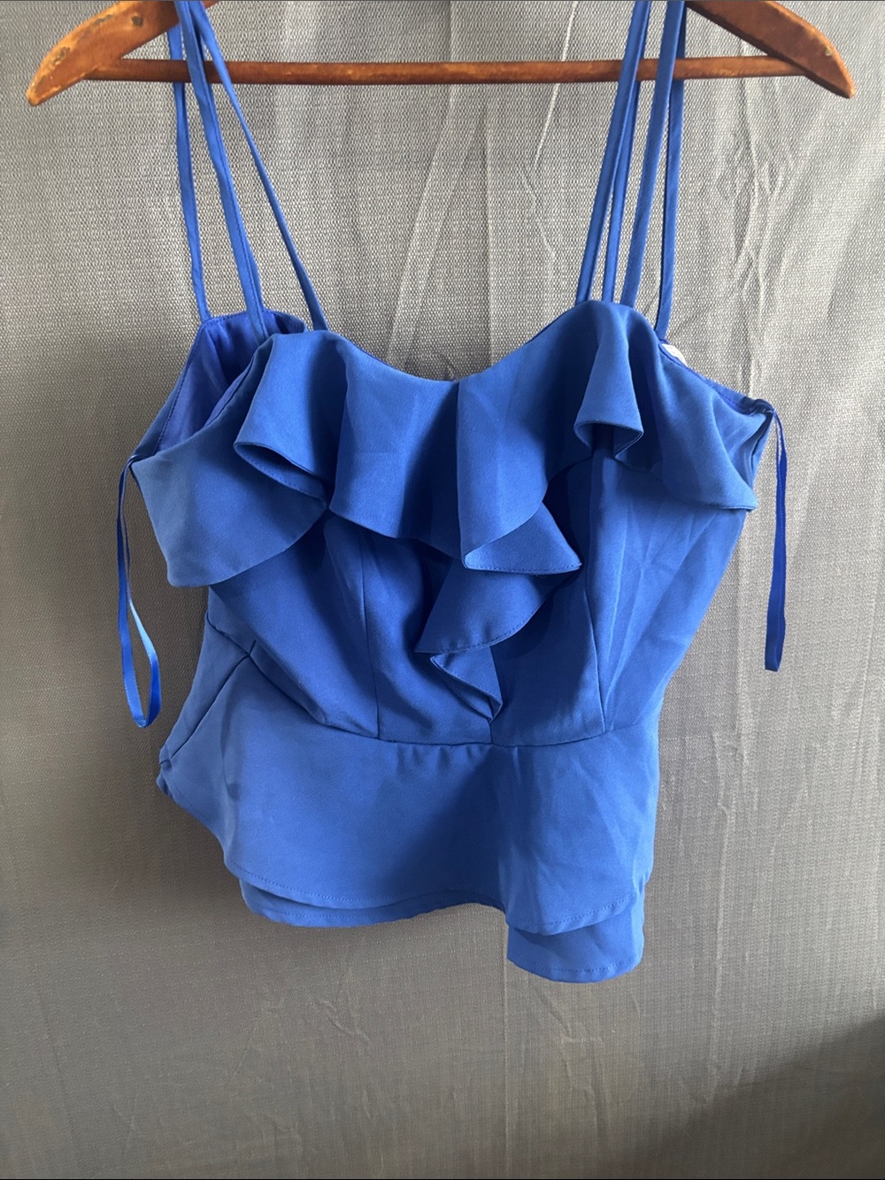 She + Sky Ruffled Double-Strap Cami in Royal Blue